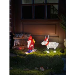 Konstsmide kerstverlichting - kerstman met rendier - 23 x 9 x 23,5 cm - IP44 - transparant en rood