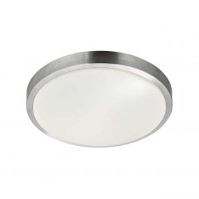 Searchlight LED Flush - plafondlamp badkamer - Ø 34 x 9 cm - 18W LED incl. - IP44 - wit en aluminium