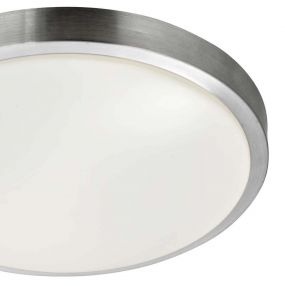 Searchlight LED Flush - plafondlamp badkamer - Ø 34 x 9 cm - 18W LED incl. - IP44 - wit en aluminium