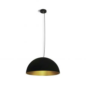 ONE Light Bowl Shade Pendant - hanglamp - Ø 50 x 185 cm - zwart en messing