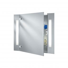 Searchlight Bathroom Mirrors - spiegel met verlichting - 66 x 60 cm - 9,6W LED incl. - IP44 - wit en chroom