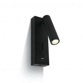 ONE Light Reading Spots - wandverlichting met schakelaar - 6 x 2,5 x 18 cm - 3W LED incl. - zwart