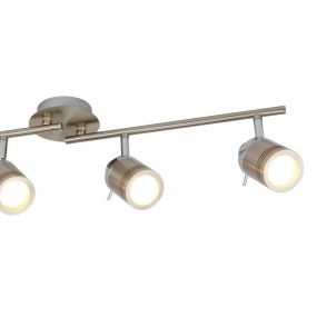 Searchlight Samson - opbouwspot 4L - 79 x 13 x 19,5 cm - 4 x 5W dimbare LED incl. - IP44 - satijn zilver