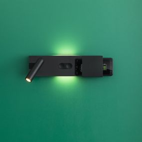 Faro Magos - wandverlichting met draadloze oplader - 30 x 15 x 8 cm - zwart