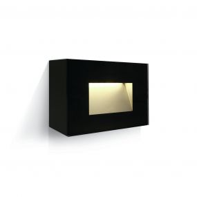 ONE Light Glass Face - buiten wandverlichting - 12 x 5,5 x 8 cm - 4W LED incl. - IP65 - zwart