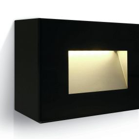 ONE Light Glass Face - buiten wandverlichting - 12 x 5,5 x 8 cm - 4W LED incl. - IP65 - zwart