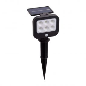 Searchlight Might - grondspot op piek met sensor op zonne-energie - 36 x 30 x 11 cm - 1,5W LED incl. - IP44 - antraciet