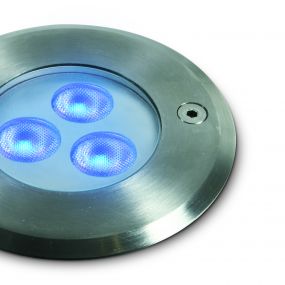 ONE Light LED Underwater Range - onderwater LED-spot - Ø 100 mm, Ø 88 mm inbouwmaat - 3 x 1W dimbare LED incl. - IP68 - stainless steel - blauwe lichtkleur