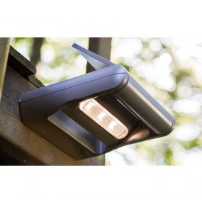 Lutec Mini Ledspot - buiten wandlamp op zonne-energie - 18 x 18 cm - 3 stappen dimmer - 1W LED incl. - IP44 - zilver grijs