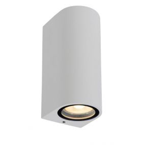 Lucide Zaro Round - buiten wandlamp - 7,8 x 6,8 x 16 cm - IP44 - wit