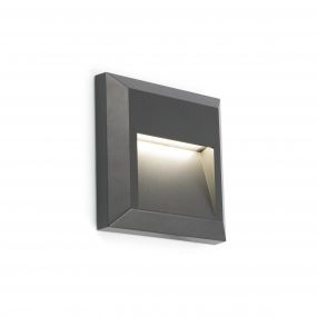 Faro Grant - wandverlichting - 12,5 x 2,5 x 12,5 cm - 1W LED incl. - IP65 - donkergrijs