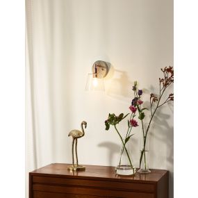 Lucide Vitri - wandverlichting - 13 x 18 x 19,5 cm - grijs, koper en transparant