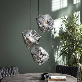 Vico Rock Chrome - hanglamp - Ø 50 x 150 cm - chroom glas