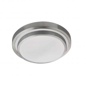 Searchlight LED Bathroom - plafondlamp badkamer - Ø 34 x 10 cm - 15W LED incl. - IP44 - zilver en wit