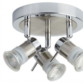 Searchlight Aries – plafondverlichting - Ø 18 x 13 cm - 3 x 5W LED incl. - IP44 - chroom
