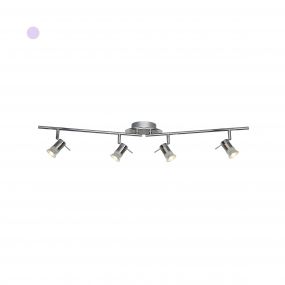 Searchlight Aries – plafondverlichting - 90 x 12 x 16 cm - 4 x 5W LED incl. - IP44 - chroom