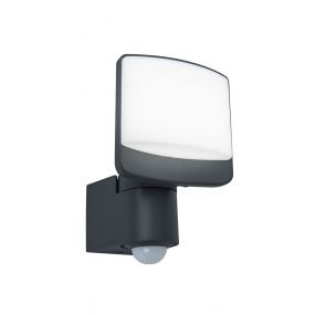 Lutec Sunshine - buiten wandlamp met sensor - 14 x 12 x 18 cm - 12,5W LED incl. - IP44 - donkergrijs