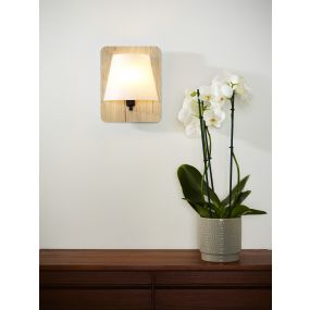 Lucide Idaho - wandlamp - 12 x 12 x 25 cm - licht bruin en opaal