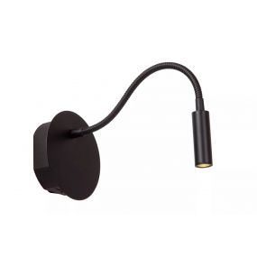 Lucide Jolijn - wandlamp met flexibele leesarm - oplaadbaar via USB-kabel - Ø 11 x 3,2 cm - 2W led incl. - zwart