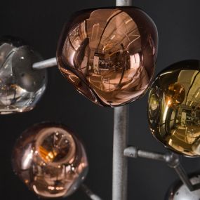 Vico Gene 6L - vloerlamp -Ø 40 x 182 cm - chroom, goud en koper