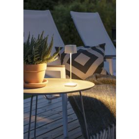 Konstsmide Capri Mini - buiten tafellamp - 7 x 7 x 25 cm - 2,2W dim to warm LED incl. - oplaadbaar - IP54 - wit