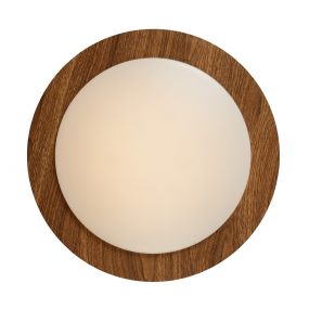 Lucide Dimy - plafondverlichting - Ø 28 cm - 3-step-dim 12W LED incl.  - IP21 - hout en opaal