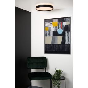 Lucide Nuria - plafondverlichting - Ø 40 x 7,5 cm - 24W LED incl. - 3 stappen dimbaar - zwart