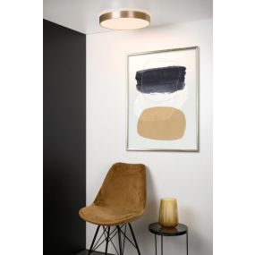 Lucide Malin - plafondverlichting - Ø 39 x 6,5 cm - 24W LED incl. - 3 stappen dimbaar - mat goud