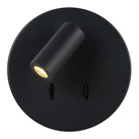 Lucide Bentjer - wandlamp -Ø 14 x 10,5 cm - 6W + 3W LED incl. - zwart