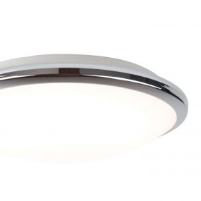 Searchlight Bathroom Flush - plafondlamp badkamer - Ø 30 x 8,5 cm - 12W dimbare LED incl. - IP44 - chroom