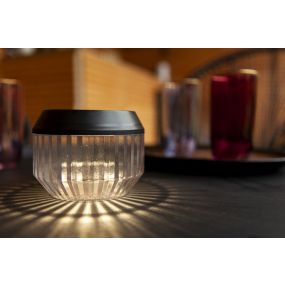 Lutec Diva - buiten tafellamp op zonne-energie - Ø 11 x 8,2 cm - 0,11W LED incl. - IP44 - zwart 