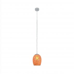 Searchlight Crackle - hanglamp - Ø 18 x 135 cm - oranje craquelé glas