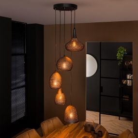 Vico Perforated 5L - hanglamp - Ø 40 x 180 cm - zwart bruin