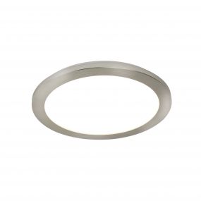 Searchlight Flush - plafondlamp badkamer - Ø 30 x 3 cm - IP44 - 18W LED incl. - satijn zilver