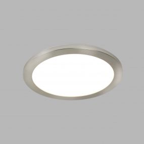 Searchlight Flush - plafondlamp badkamer - Ø 30 x 3 cm - IP44 - 18W LED incl. - satijn zilver