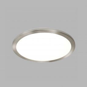 Searchlight Flush - plafondlamp badkamer - Ø 40 x 3 cm - IP44 - 23W LED incl. - satijn zilver