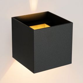 Lichtkoning Cubeone - wandverlichting met 2 regelbare lichtbundels - 9,7 x 9,7 x 9,7 cm - 3,5W dimbare LED incl. - zwart