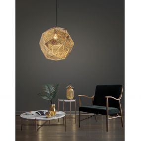 Nova Luce Foggia - hanglamp - Ø 48 x 180 cm - goud en zwart