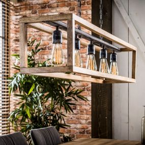 Vico Frame - hanglamp 5L - 125 x 25 x 150 cm - mango hout