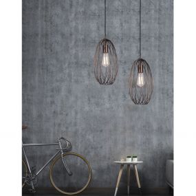 Nova Luce Eriberto - hanglamp - Ø 18 x 150 cm - roest koper