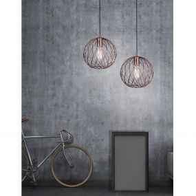 Nova Luce Eriberto - hanglamp - Ø 25 x 150 cm - roest koper