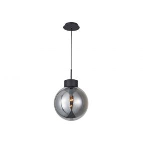 Brilliant Astro - hanglamp - Ø 30 x 120 cm - zwart en gerookt glas