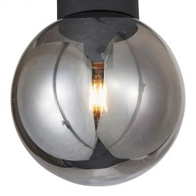 Brilliant Astro - plafondverlichting - Ø 25 x 29,5 cm - zwart en gerookt glas