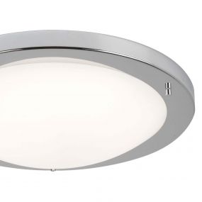 Searchlight LED Flush - plafondlamp badkamer - Ø 41 x 9 cm - 20W LED incl. - IP44 - satijn zilver en wit