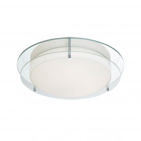 Searchlight Bathroom Flush - plafondlamp badkamer - Ø 38 x 11 cm - 20W LED incl. - IP44 - chroom