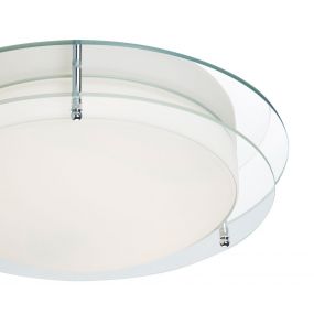 Searchlight Bathroom Flush - plafondlamp badkamer - Ø 38 x 11 cm - 20W LED incl. - IP44 - chroom