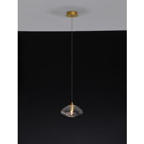 Nova Luce King - hanglamp - Ø 16 x 200 cm - goud en transparant