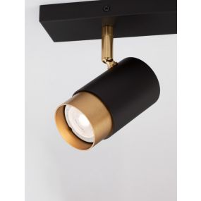 Nova Luce Pogno - opbouwspot 2L - 35 x 6 x 12,5 cm - zandzwart en goud