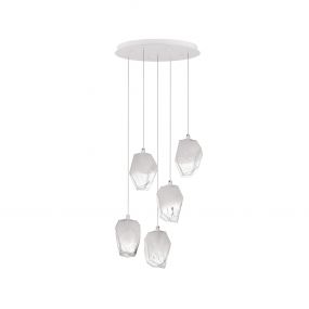 Nova Luce Ice - hanglamp - Ø 39 x 180 cm - wit en transparant