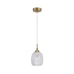 Nova Luce Vario - hanglamp - Ø 13,5 x 120 cm - satijn goud en transparant